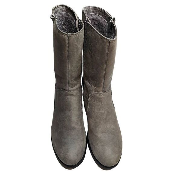 UGG Joely Wedge Boot 1012528 Gray Leather Zip Waterproof Lined Boots Size 7 - Picture 4 of 12